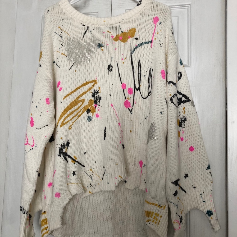 ZARA over size paint splatter knitted sweater